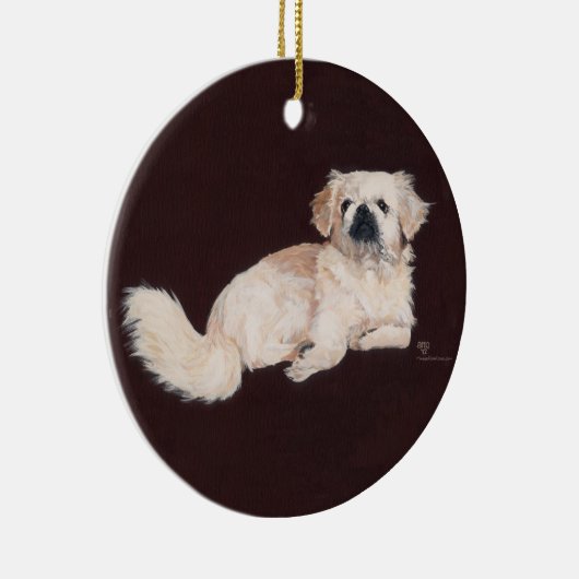 Weiße Pekingese Keramikornament (Rechts)
