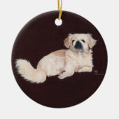 Weiße Pekingese Keramikornament (Vorne)