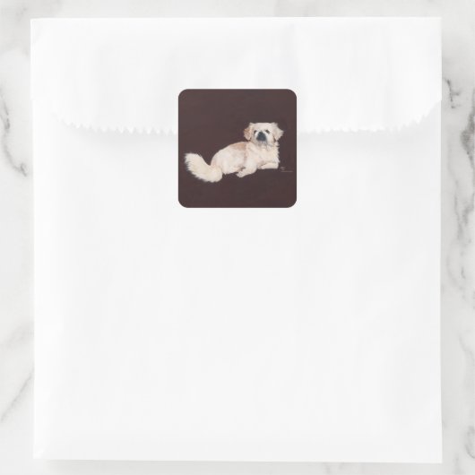 Weiße Pekingese Quadratischer Aufkleber (Tasche)