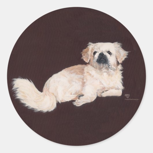 Weiße Pekingese Runder Aufkleber (Vorderseite)