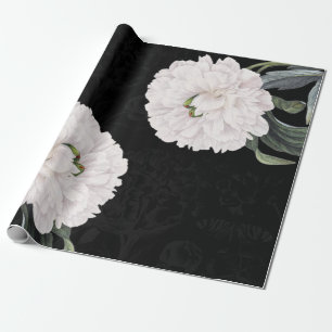 weiße Peonie schwarze Spitze Geschenkpapier