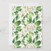 Weiße Peonings und Leaf Wasserfarbe | Vielen Dank Dankeskarte (Rückseite)