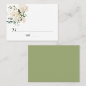 Weiße Peonings und Rose flache Platzkarten (Vorne/Hinten)