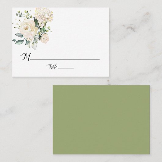 Weiße Peonings und Rose flache Platzkarten (Vorne/Hinten)