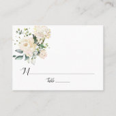Weiße Peonings und Rose flache Platzkarten (Vorderseite)