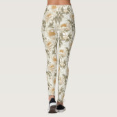 Weiße Peony Floral Pattern Leggings (Rückseite)