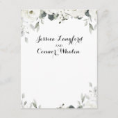 Weiße Peony Greenerity Wedding Details Begleitkarte (Rückseite)