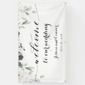 Weiße Peony Greenery Willkommen bei unserer Hochze Banner (Vertikal)