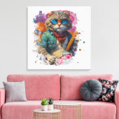 *~* Weiße Percussionist Coole Katze AP91 DRUMMER Leinwanddruck (Insitu (Wohnzimmer))