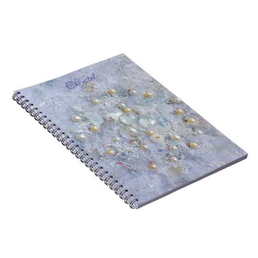 Weiße Perle und Muschel Notizblock (Rechte Seite)