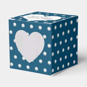 Weiße Perlen auf Blau Geschenkschachtel