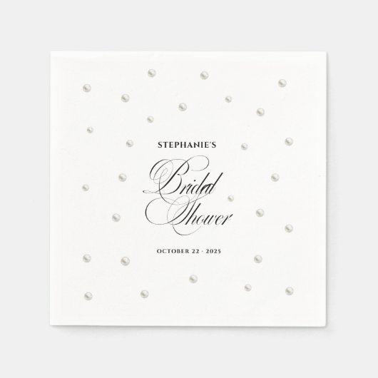 Weiße Perlen Brautparty Serviette (Vorderseite)