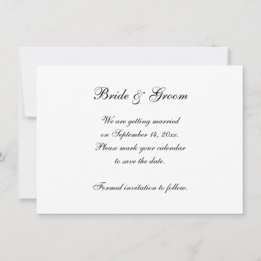 Weiße Perlen Hochzeit speichern das Datum Einladung (Rückseite)