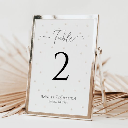 Weiße Perlen Hochzeitstil-Tischnummer Tischnummer