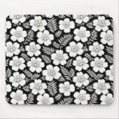 Weiße Perlen im Blumenmuster Mousepad (Vorne)