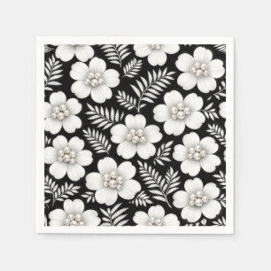Weiße Perlen im Blumenmuster Serviette