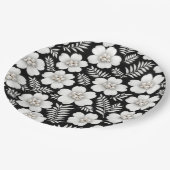 Weiße Perlen in Blumenmuster Pappteller (Schrägansicht)
