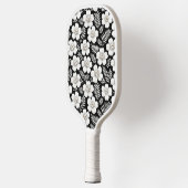 Weiße Perlen in Blumenmuster Pickleball Schläger (Links)