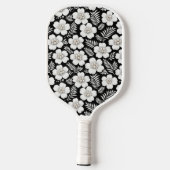 Weiße Perlen in Blumenmuster Pickleball Schläger (Rückseite)