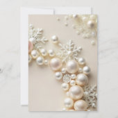 Weiße Perlen mit Schneeflocken Babydusche Einladung (Rückseite)