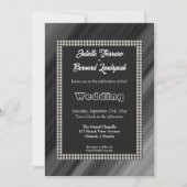 Weiße Perlen, Retro Schwarz & Weiß Hochzeit Einladung (Vorderseite)