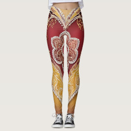 Weiße Perlen über Kunst der roten KI Leggings