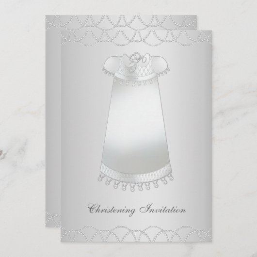 Weiße Perlen Weißgown Weißes Christening Einladung (Vorne/Hinten)