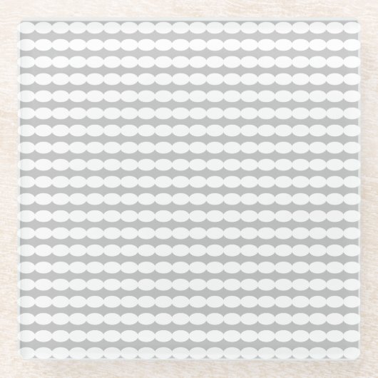 Weiße Perlenmuster Grau Grau Stilgeschenk Glasuntersetzer (Vorderseite)