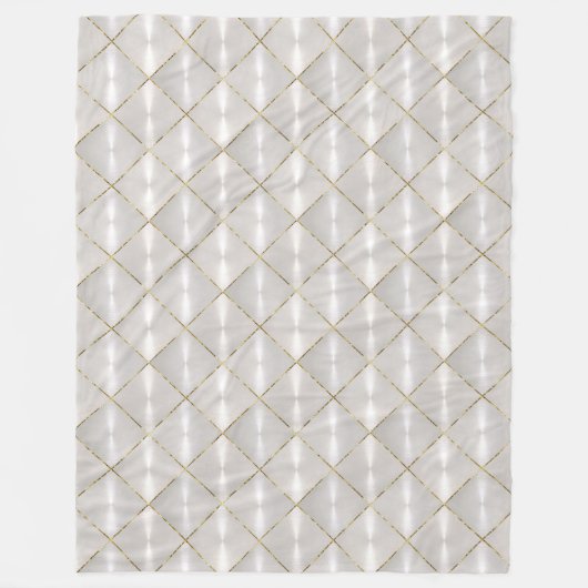 Weiße Perlmutter mit Goldmonogramm Fleecedecke (Vorderseite)