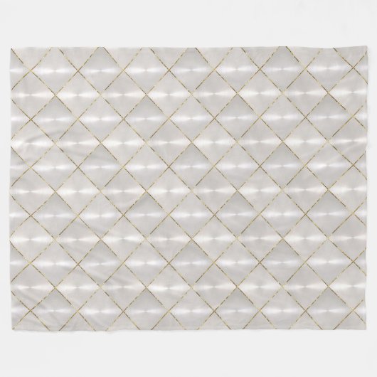 Weiße Perlmutter mit Goldmonogramm Fleecedecke (Vorderseite (Horizontal))