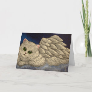 WEIßE PERSER ENGELKATZE WEIHNACHTSKARTE FEIERTAGSKARTE