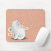 Weiße Perserkatze auf Button-Punktmuster Mouse Pad Mousepad (Mit Mouse)