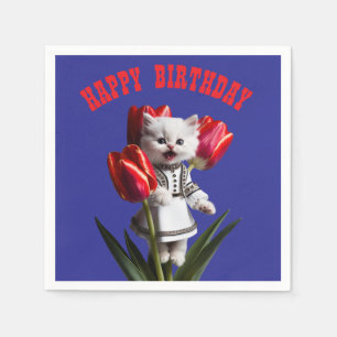 Weiße Perserkatze Geburtstags-Party Serviette