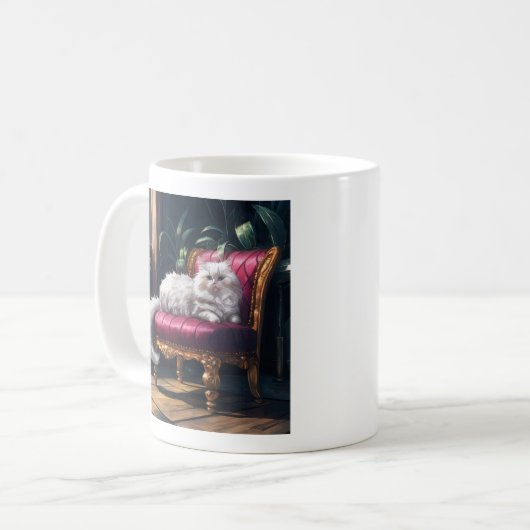Weiße Perserkatze Kaffeetasse (Vorderseite Links)