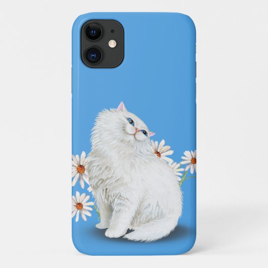 weiße Perserkatze mit Gänseblümchen Case-Mate iPhone Hülle (Rückseite)