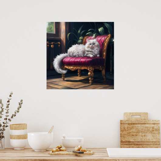 Weiße Perserkatze Poster (Küche)