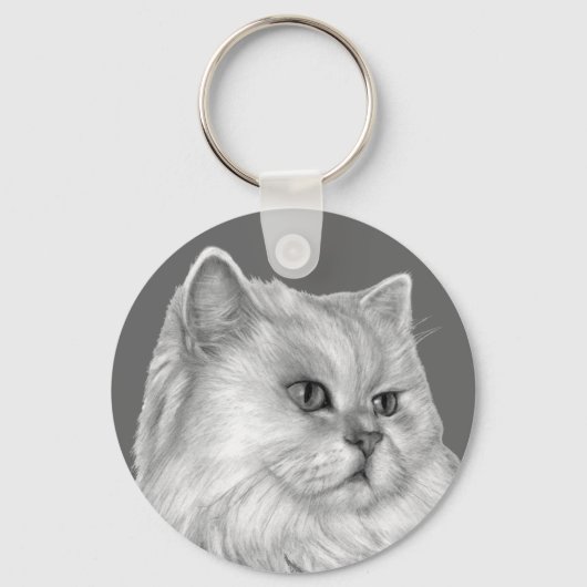 Weiße Perserkatze Schlüsselanhänger (Vorderseite)