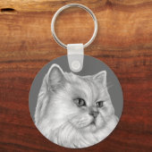 Weiße Perserkatze Schlüsselanhänger (Vorderseite)