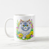 Weiße persische Katze bei Blume