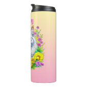 Weiße persische Katze bei Blume Personalisiert Thermosbecher (Nach rechts gedreht)