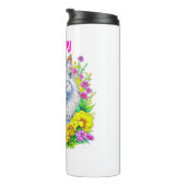 Weiße persische Katze bei Blume Personalisiert Thermosbecher (Nach rechts gedreht)