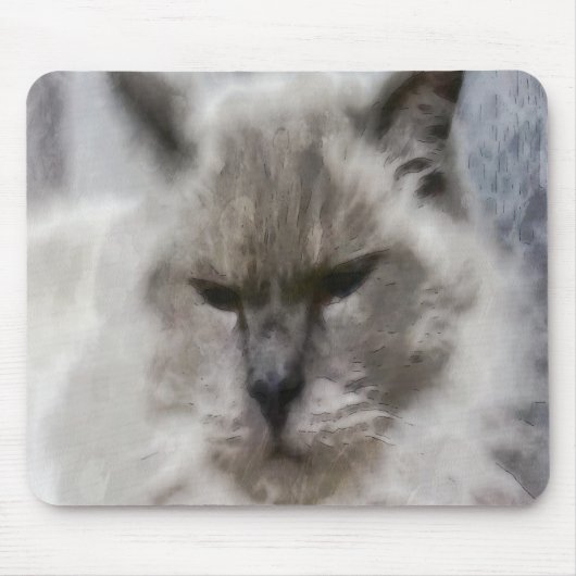 Weiße persische Katze in Wasserfarbe Mousepad (Vorne)