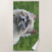 Weiße persische Katze mit blauen Augen Strandtuch (Vorderseite)