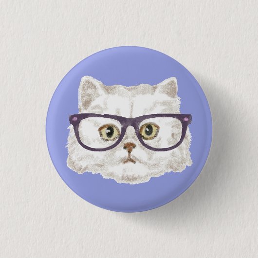 Weiße persische Katze mit Brille Button (Vorderseite)