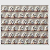 Weiße persische Katze mit Geburtstagskuchen Geschenkpapier (Flach)