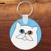 Weiße persische Katze mit ungeraden Augen Schlüsselanhänger (Vorderseite)