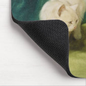 Weiße persische Katze mit zwei Kätzchen Mousepad (Ecke)