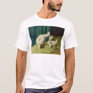 Weiße persische Katze mit zwei Kätzchen T-Shirt
