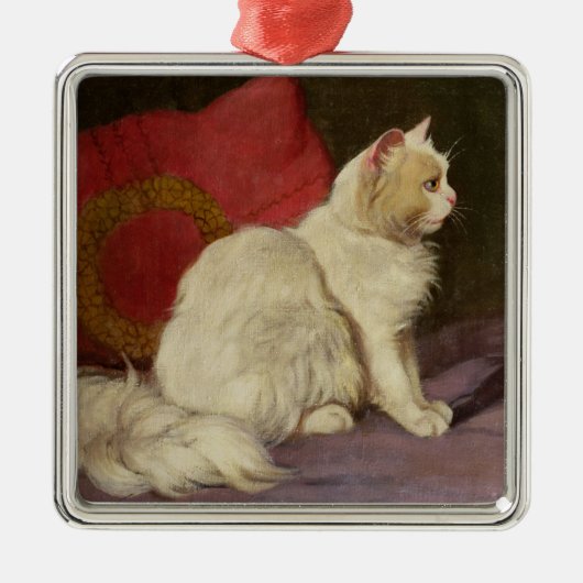 Weiße persische Katze Silbernes Ornament (Vorne)
