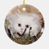 Weiße persische Katze Weihnachten Keramik Ornament (Hinten)